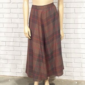 Evan Picone Brown Plaid A-Line Maxi Skirt with Red Accents